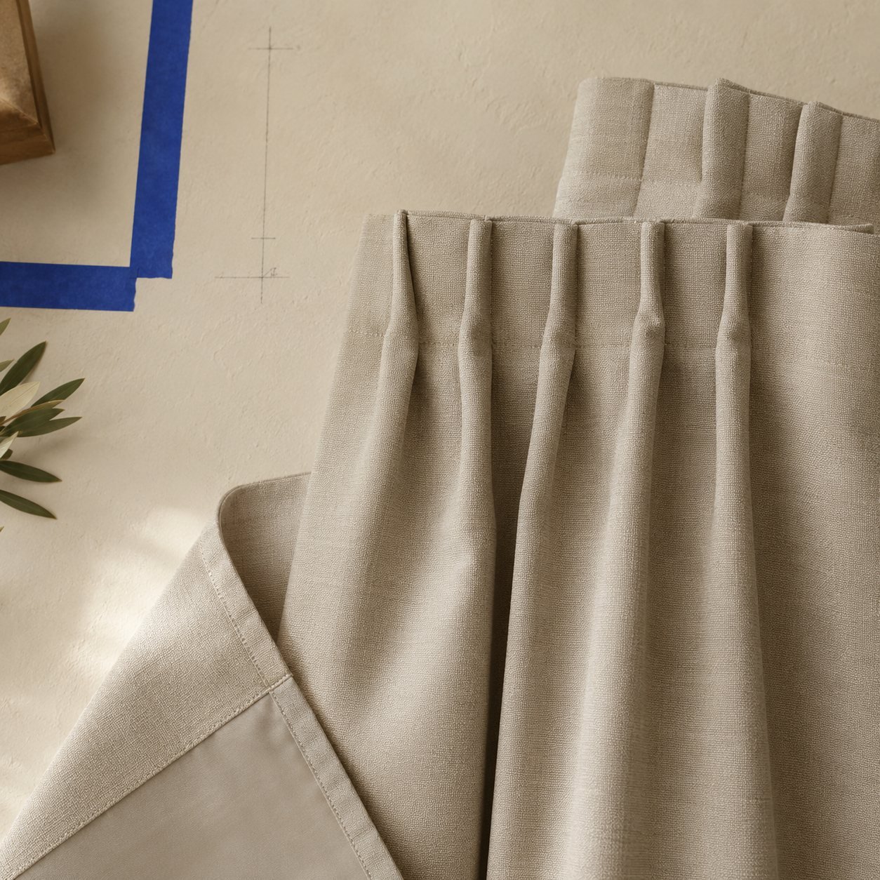 Blackout Curtain Pair · Plaster — fabric detail