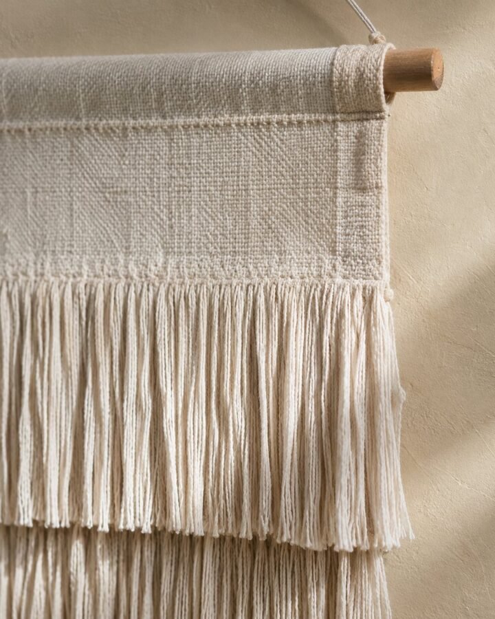 Cotton Fringe Wall Hanging — fabric detail
