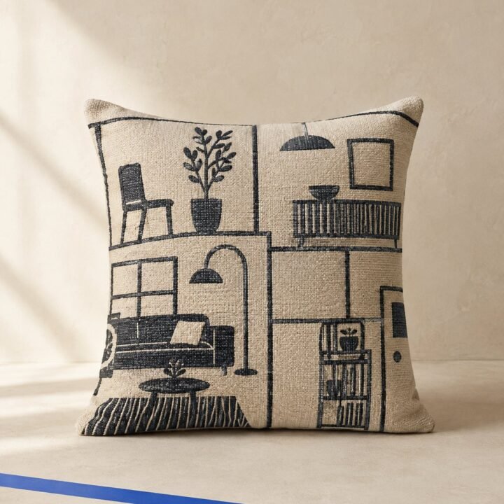 Floor Plan Jacquard Cushion Cover