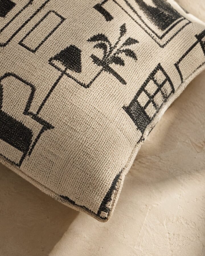Floor Plan Jacquard Cushion Cover — fabric detail