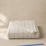 Grid Line Cotton-Blend Blanket