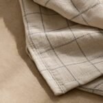 Grid Line Cotton-Blend Blanket — fabric detail