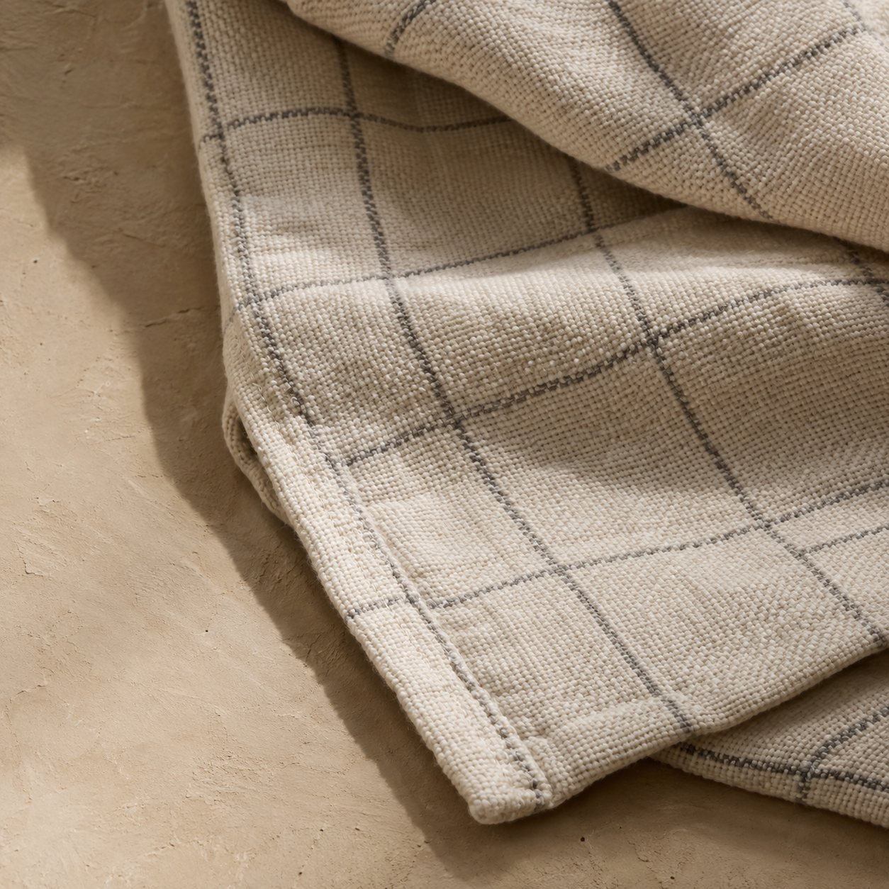 Grid Line Cotton-Blend Blanket — fabric detail