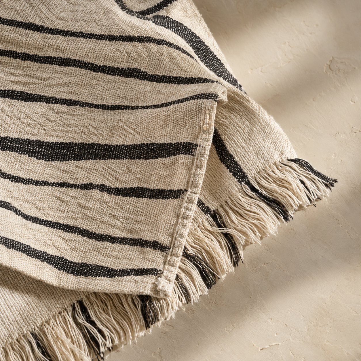 Ink Stripe Cotton-Blend Throw — fabric detail