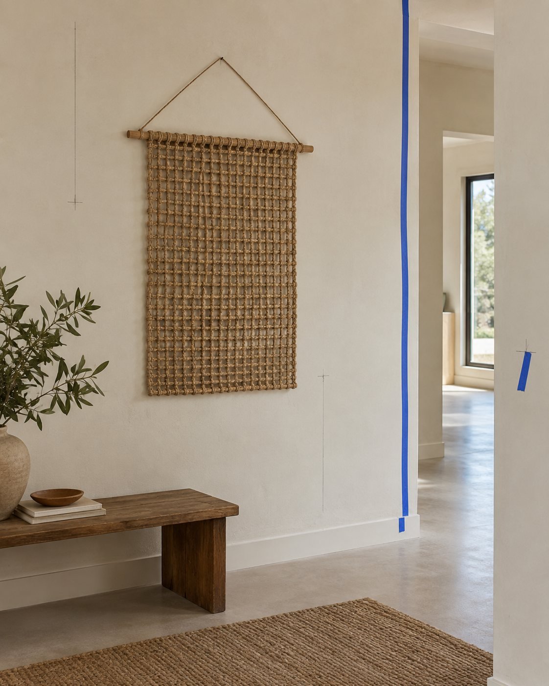 Jute Grid Wall Hanging — shown in use