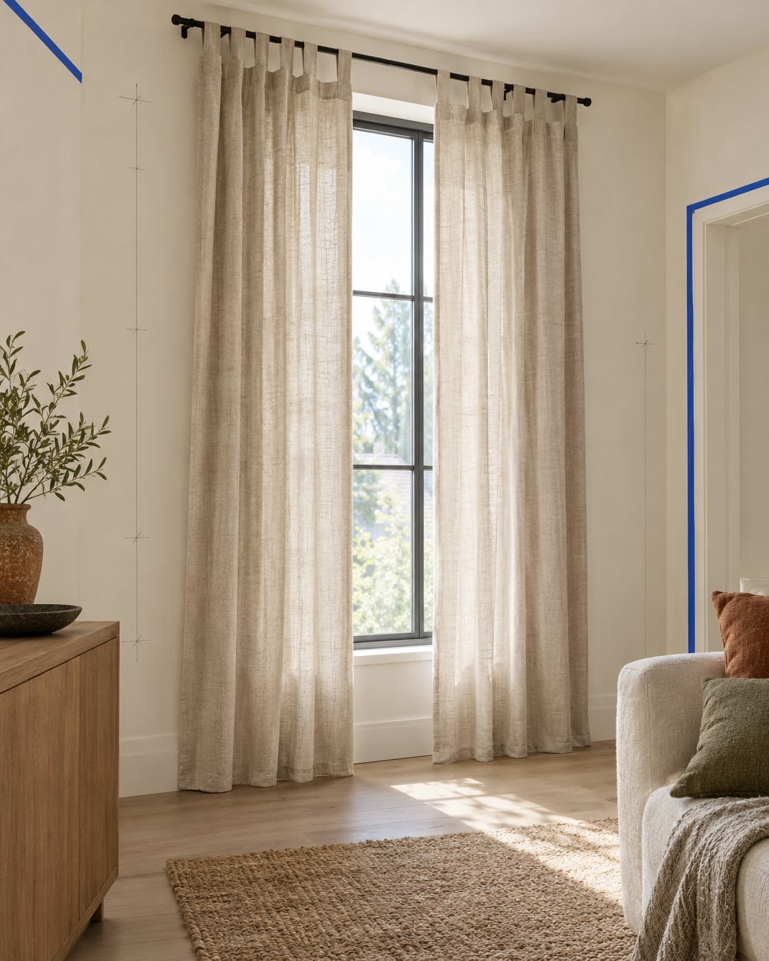 Linen-Blend Curtain Pair — shown in use