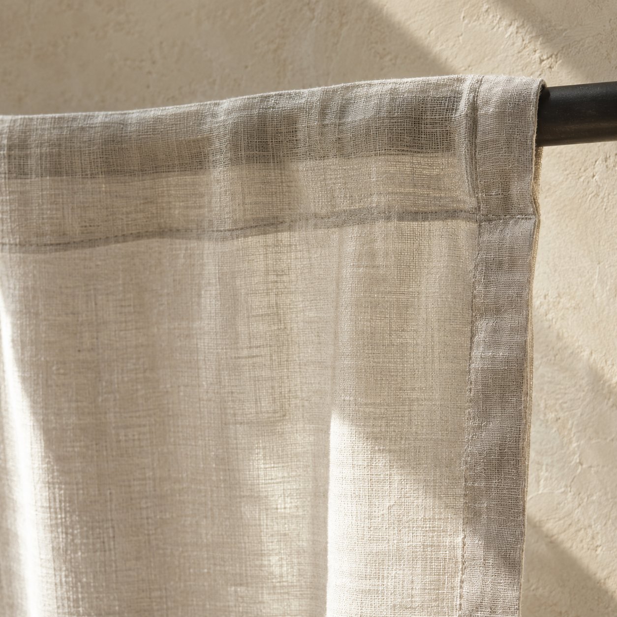 Linen-Blend Sheer Panel — fabric detail