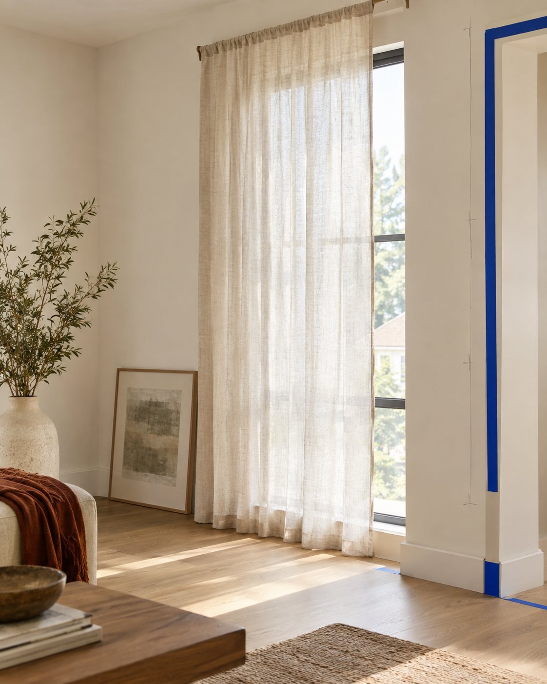 Linen-Blend Sheer Panel — shown in use
