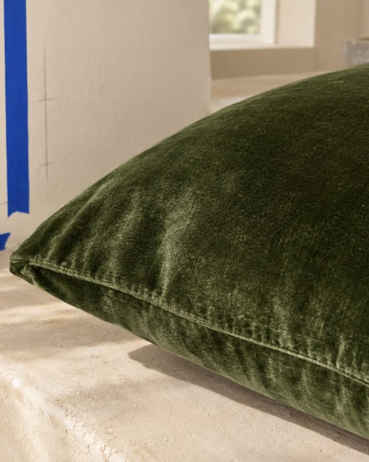 Moss Velvet-Look Cushion Cover — fabric detail