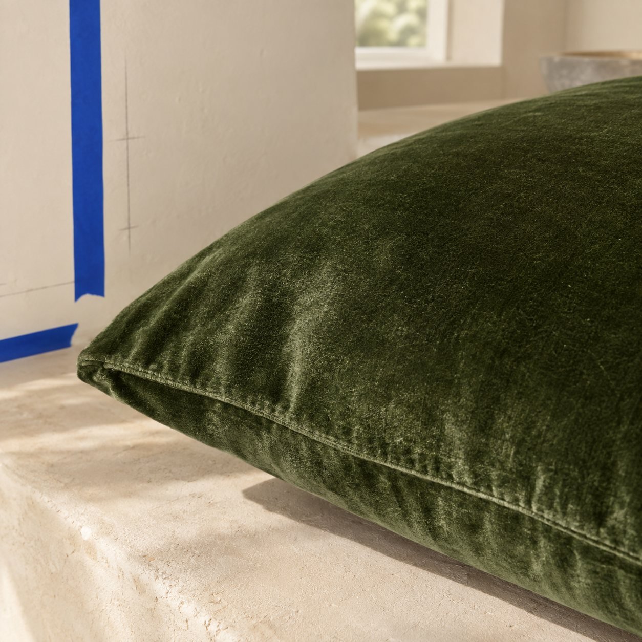 Moss Velvet-Look Cushion Cover — fabric detail