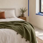 Moss Waffle Throw — shown in use
