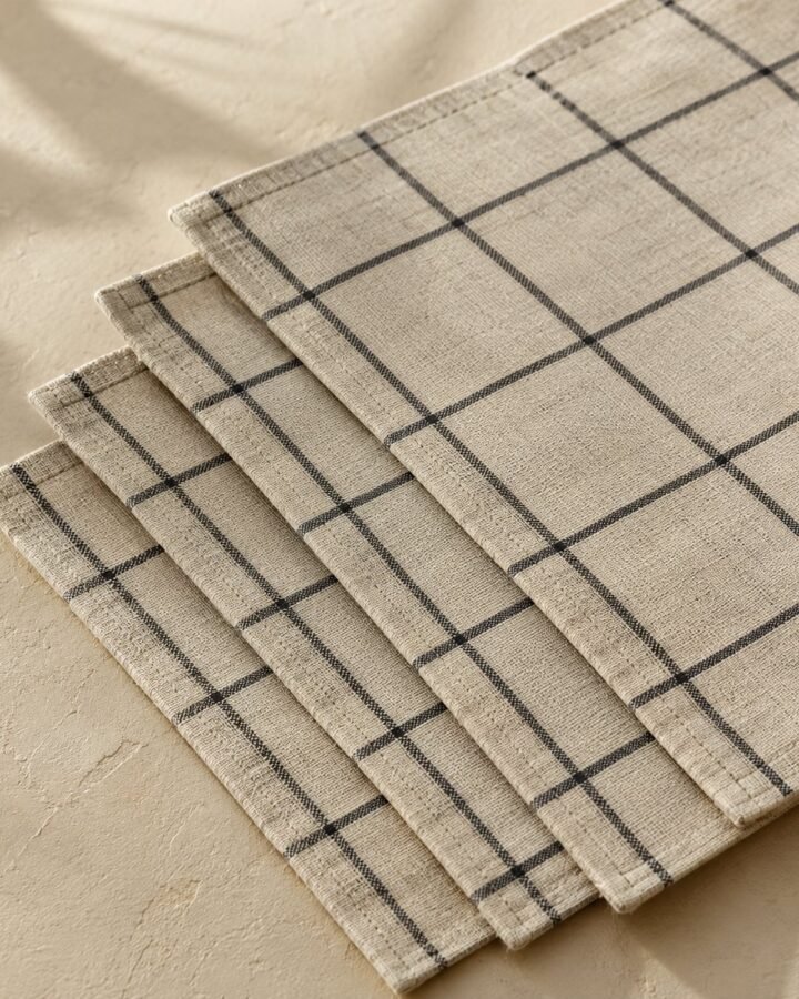 Set of 4 Grid Placemats — fabric detail