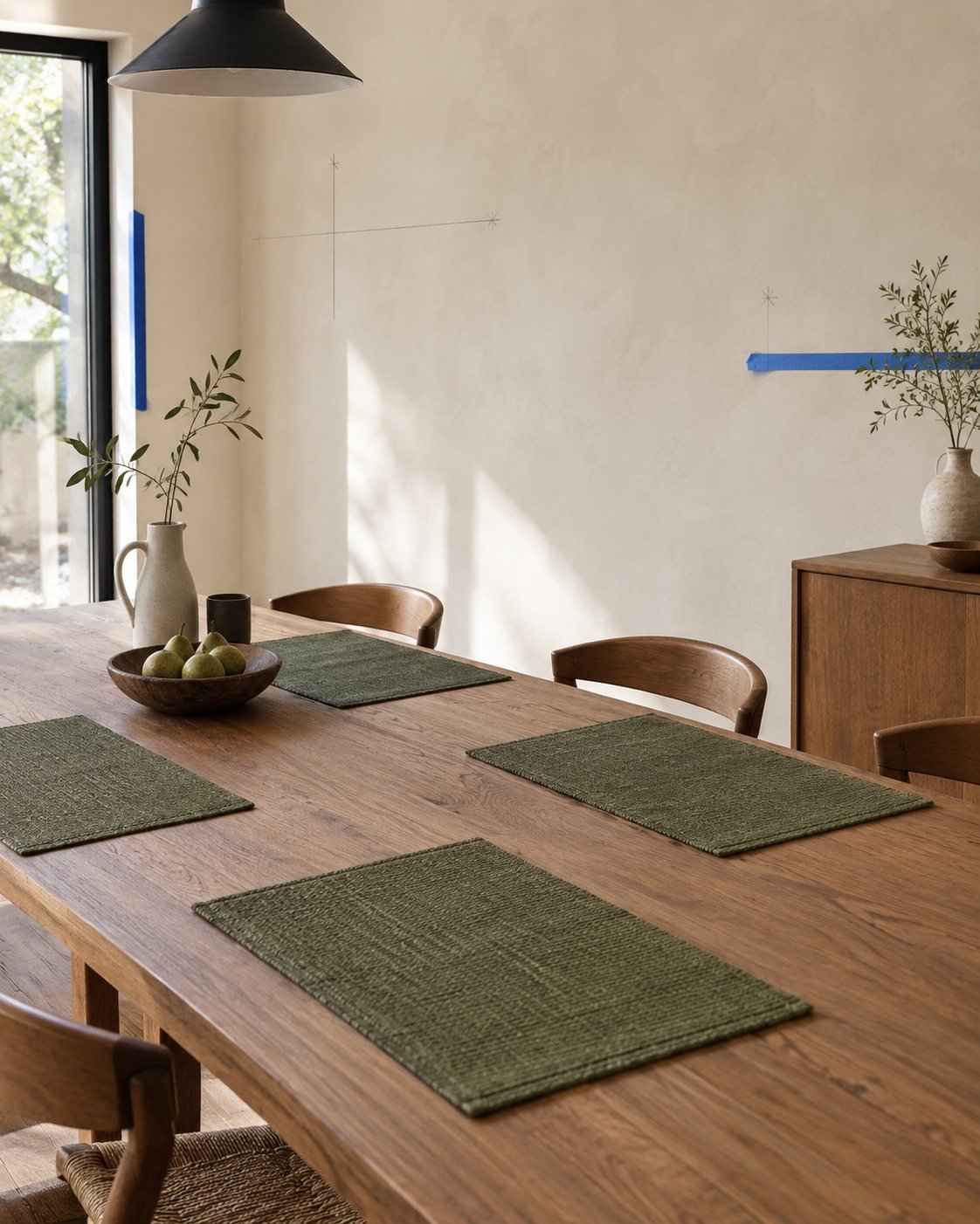 Set of 4 Moss Placemats — shown in use