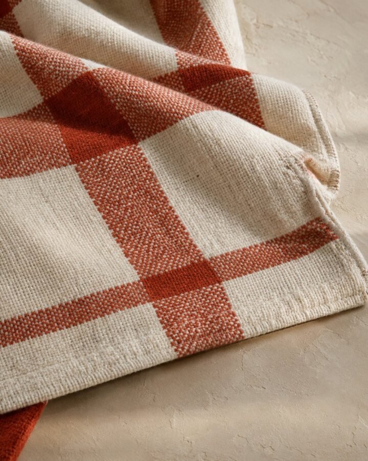 Vermilion Check Throw — fabric detail