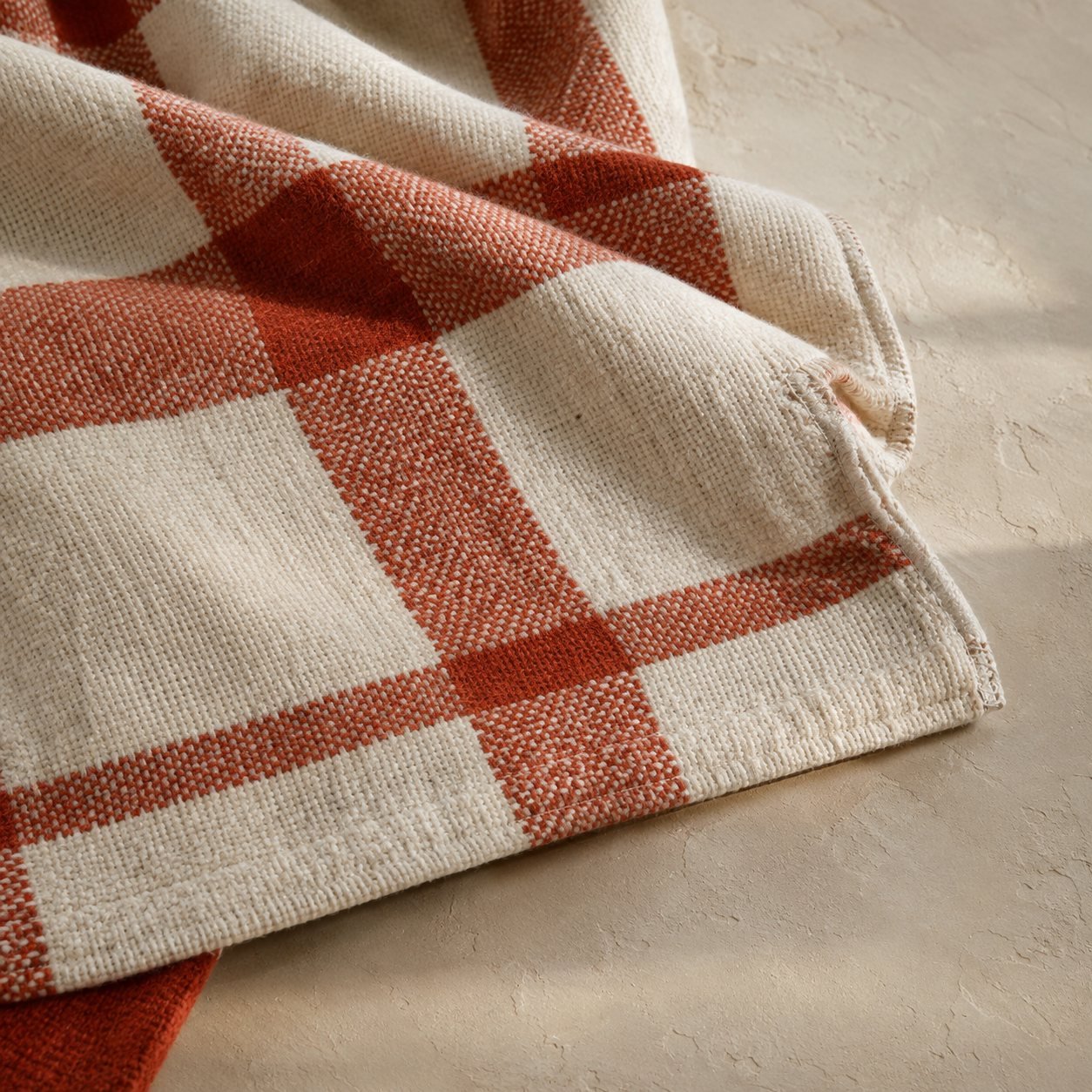 Vermilion Check Throw — fabric detail