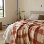 Vermilion Check Throw — shown in use