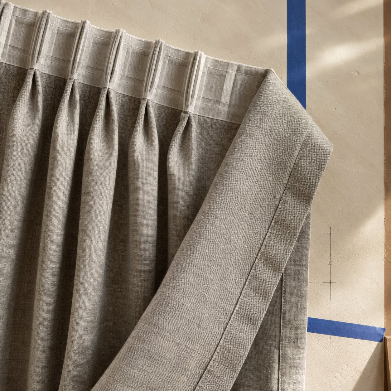 Wide Linen-Blend Curtain — fabric detail
