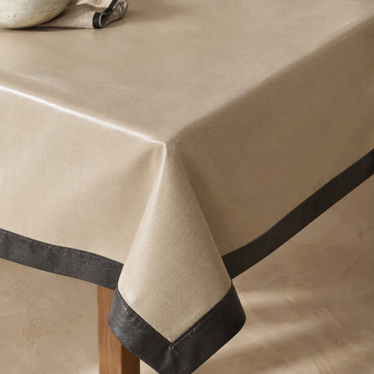 Wipe-Clean Coated Tablecloth — fabric detail